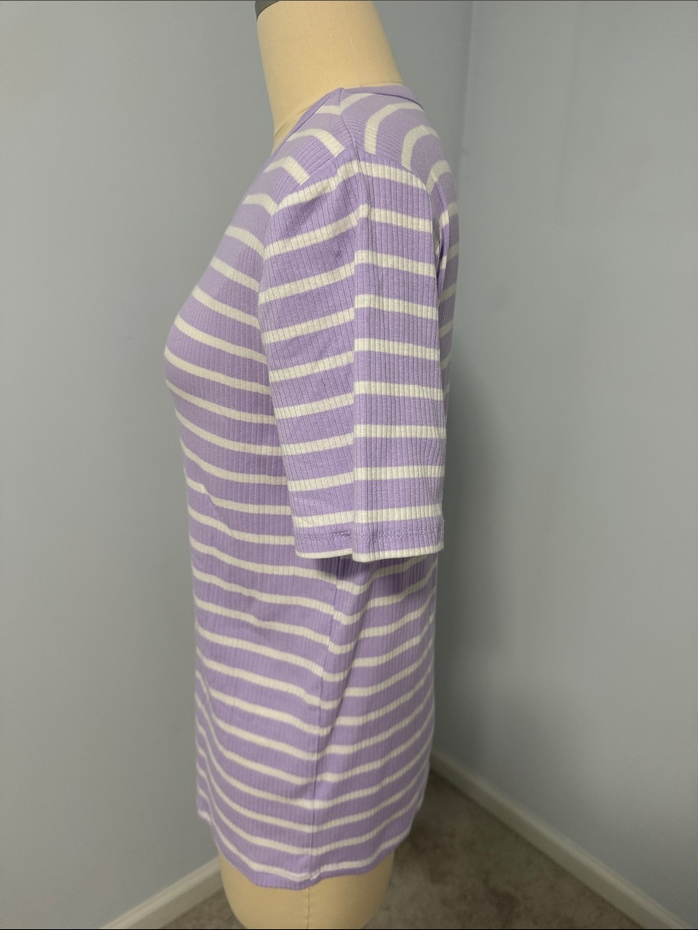 A New Day Purple and White Striped Short Sleeve Tee Size XL - Picture 3 of 14